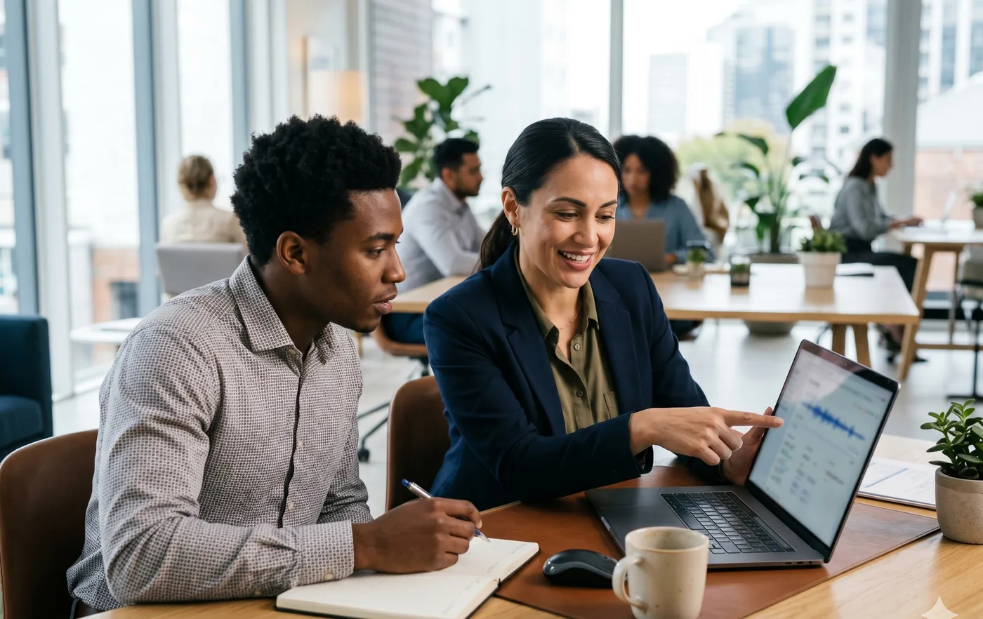 A sales rep on a call amplified by a live AI analytics and coaching layer