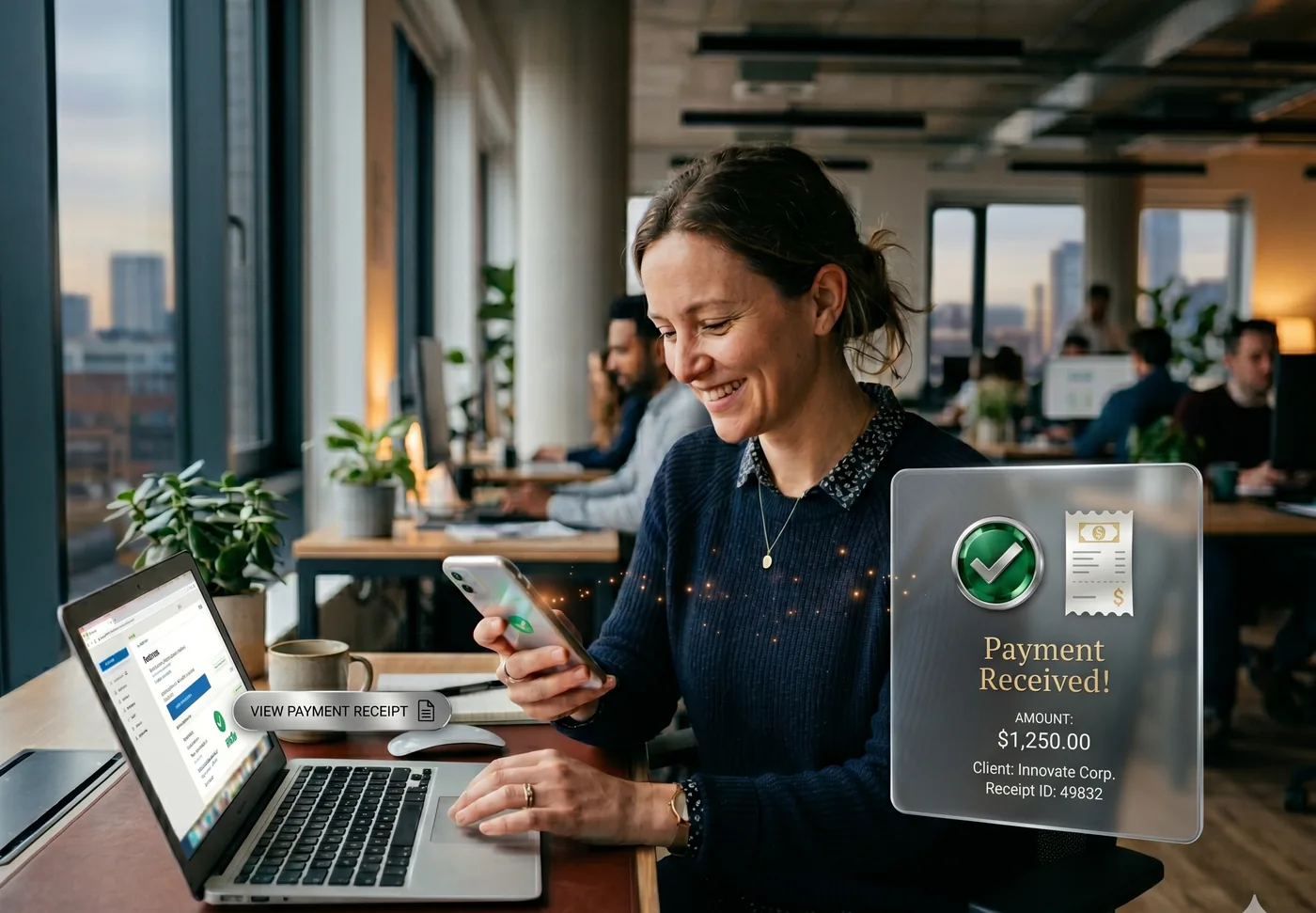 A paid invoice and payments dashboard